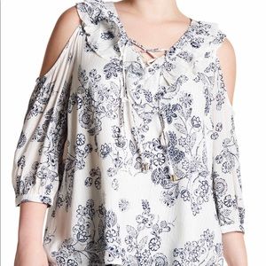 Blu Pepper Womens Cold-Shoulder Blouse Shirt